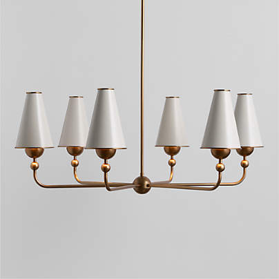 Everton Brass Round Chandelier Light with White Metal Shades