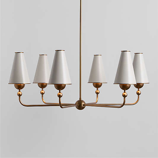 Everton Brass Round Chandelier Light with White Metal Shades