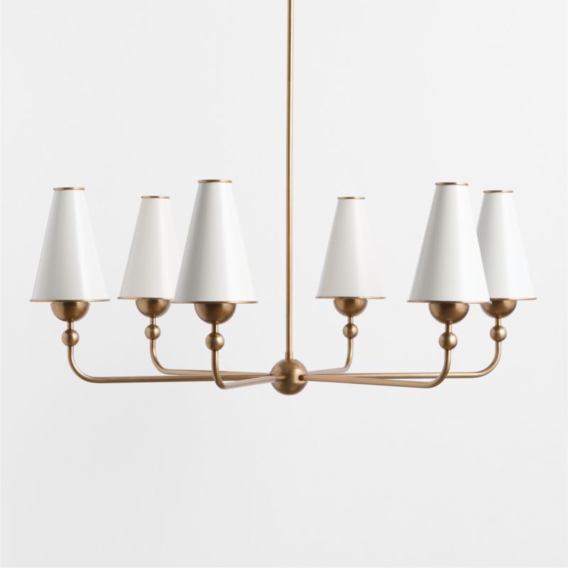 Everton Brass Round Chandelier Light with White Metal Shades - image 1 of 6