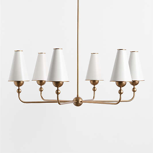 Everton Brass Round Chandelier Light with White Metal Shades