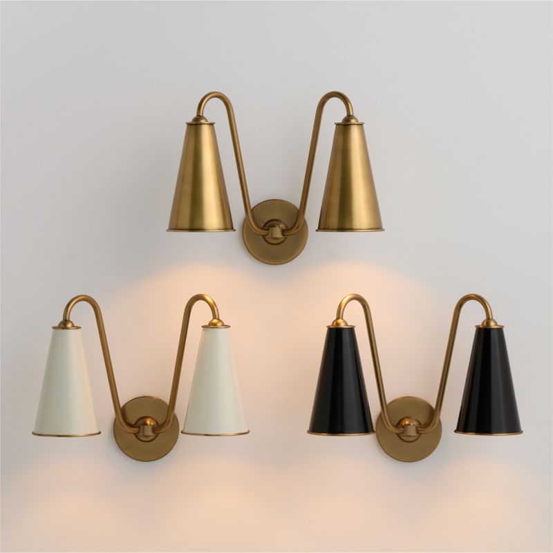 Everton Brass Double Wall Sconce Light with Real Brass Metal Shades - image 4 of 6