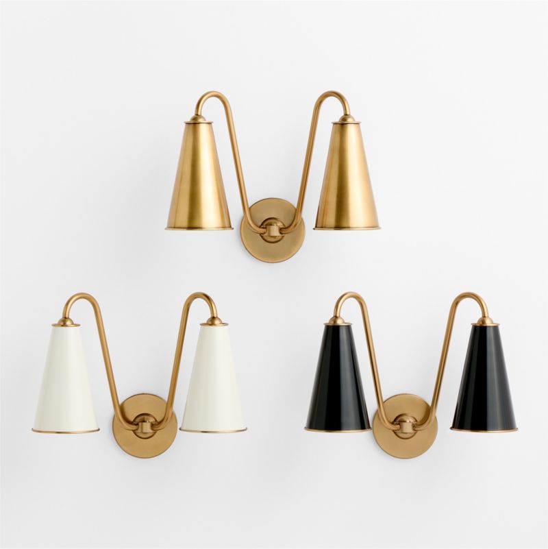 Everton Brass Double Wall Sconce Light with Real Brass Metal Shades - image 5 of 6