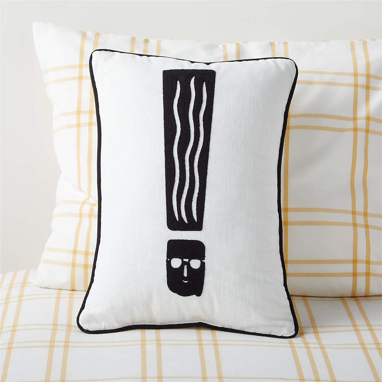 Black and White Face Exclamation Kids Throw Pillow Crate & Kids