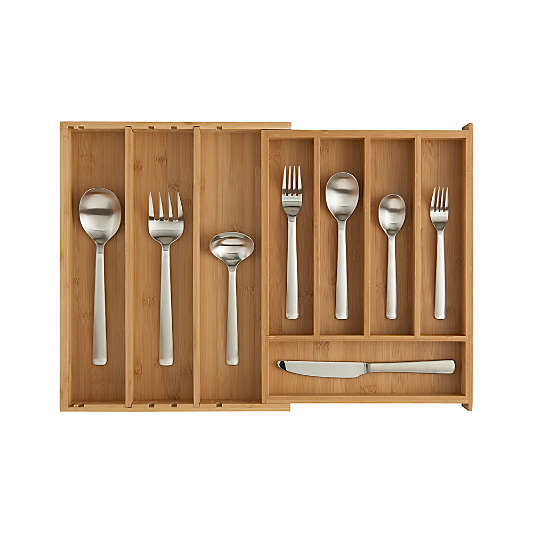 Expandable Bamboo Flatware Tray