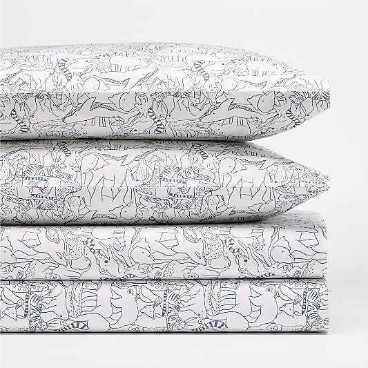 Explorer Animals 100% Organic Cotton Kids Full Sheet Set