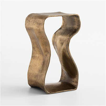 Expressionist Burnished Brass Cast Aluminum 12" Drink Table