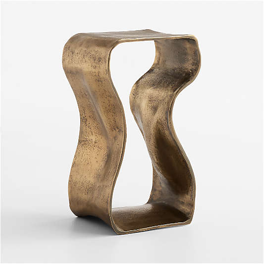 Expressionist Burnished Brass Cast Aluminum 12" Drink Table