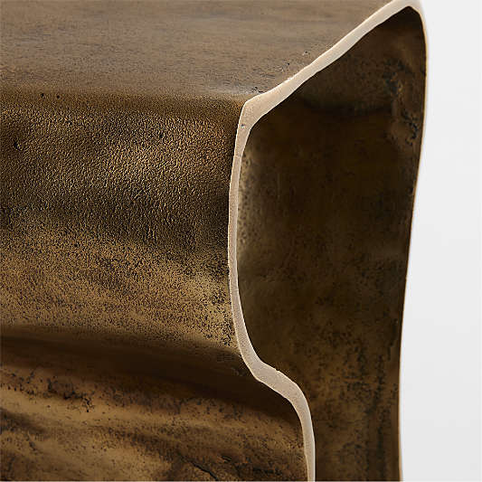 Expressionist Burnished Brass Cast Aluminum 12" Drink Table
