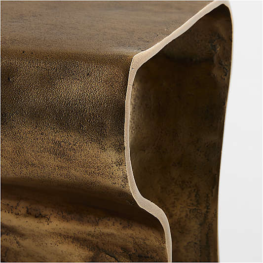 Expressionist Burnished Brass Cast Aluminum 12" Drink Table