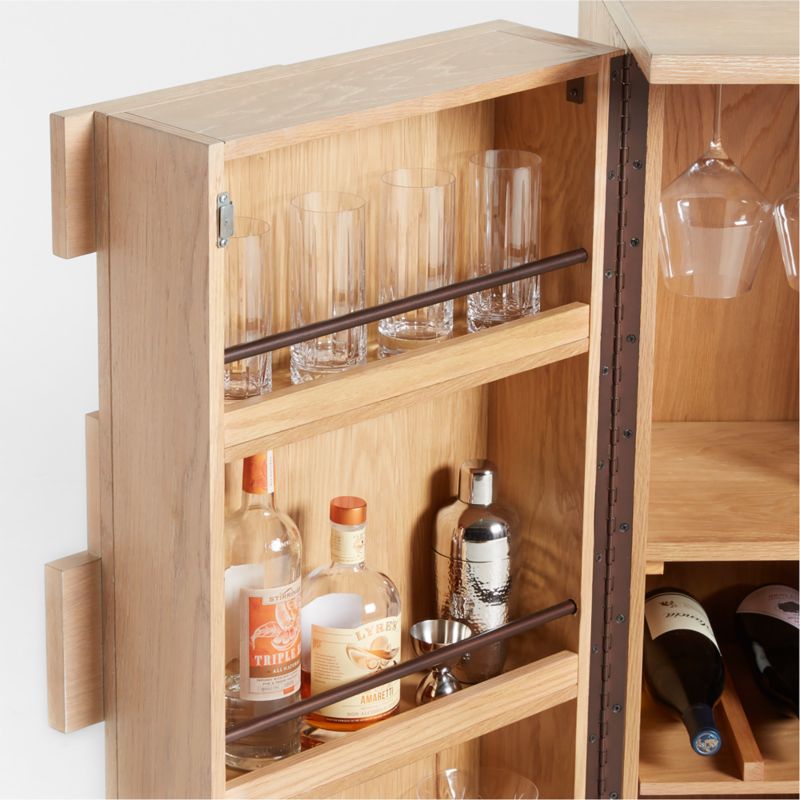 Ezra Natural Rye Wood Bar Cabinet with Shelves - image 8 of 9