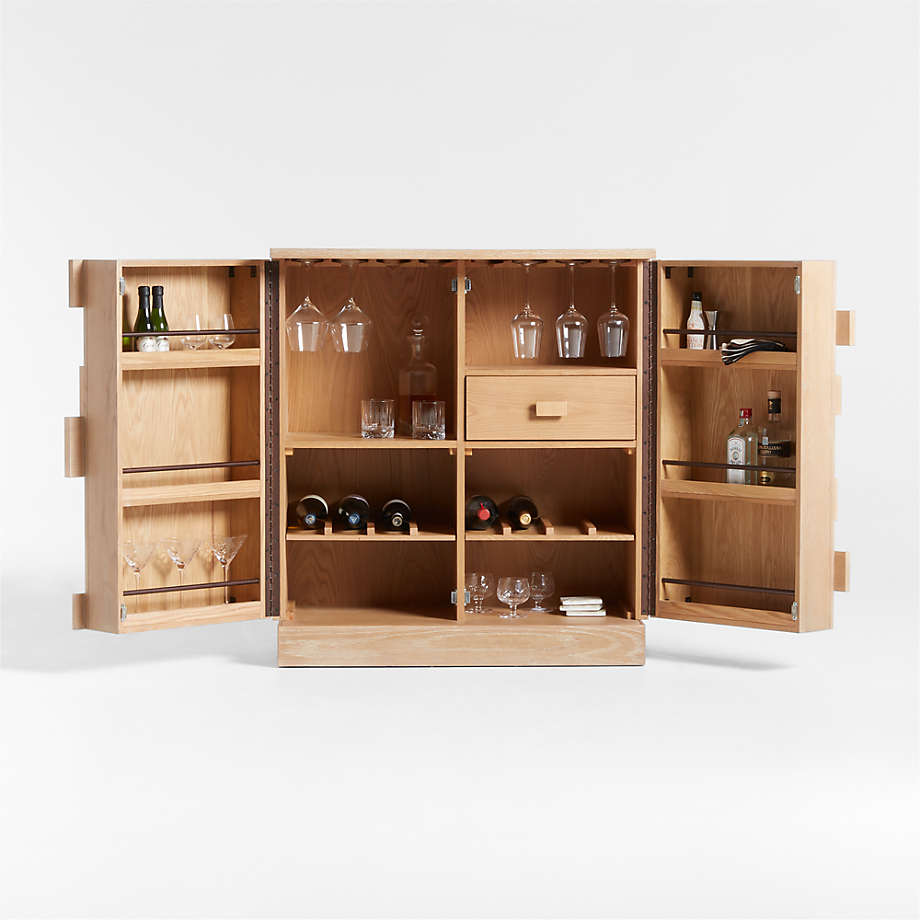 Crate&Barrel Ezra Natural Rye Wood Bar with Shelves Yorkdale Mall