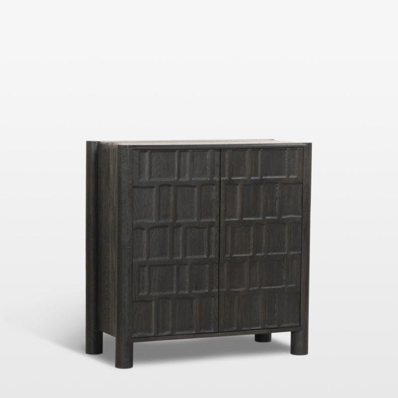 Ezri 42" Black Carved Oak Wood Bar Cabinet - image 1 of 8