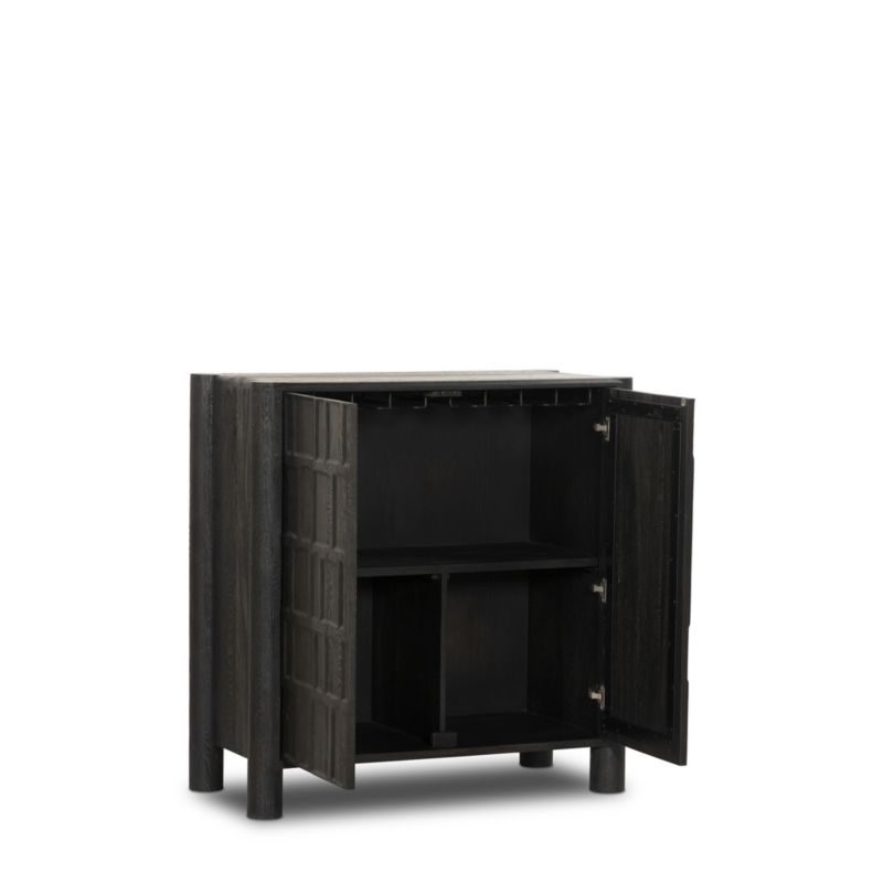 Ezri 42" Black Carved Oak Wood Bar Cabinet - image 2 of 8