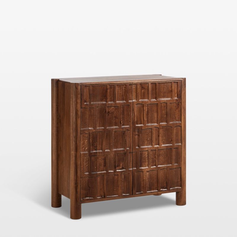 Ezri 42" Brown Carved Oak Wood Bar Cabinet - image 5 of 9