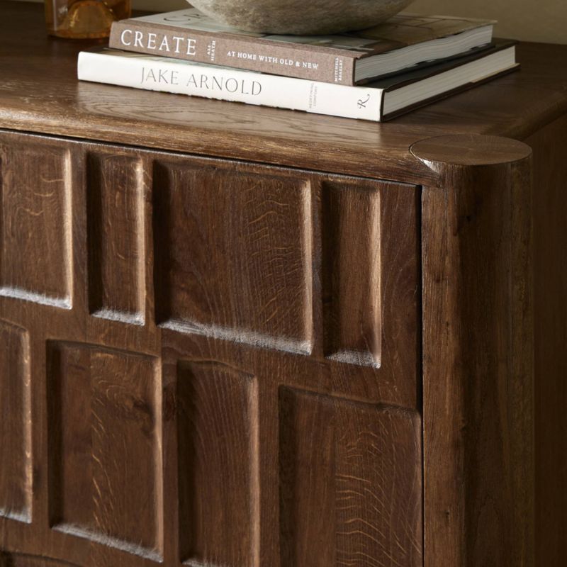 Ezri 42" Brown Carved Oak Wood Bar Cabinet - image 2 of 9
