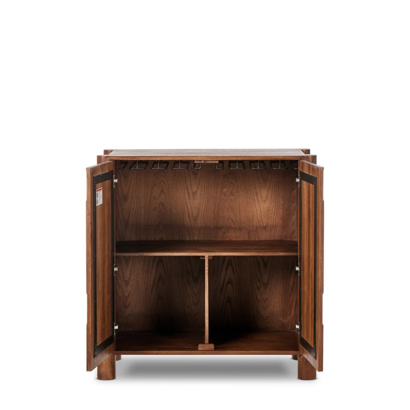 Ezri 42" Brown Carved Oak Wood Bar Cabinet - image 3 of 9
