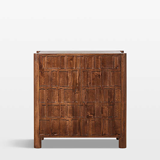 Ezri 42" Brown Carved Oak Wood Bar Cabinet