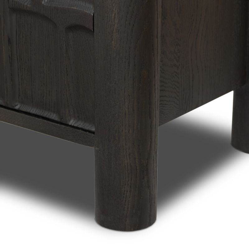 Ezri 82" Black Carved Oak Wood Storage Media Console - image 7 of 8