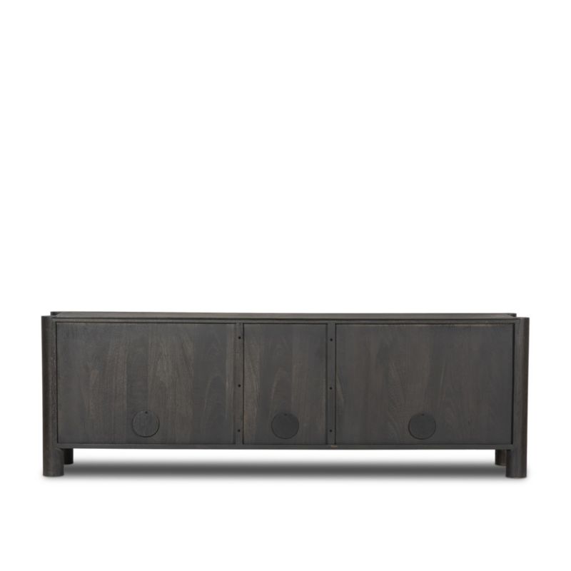 Ezri 82" Black Carved Oak Wood Storage Media Console - image 4 of 8