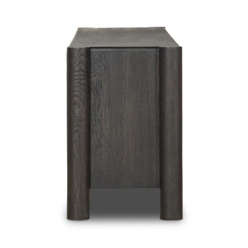 Ezri 82" Black Carved Oak Wood Storage Media Console - image 3 of 8