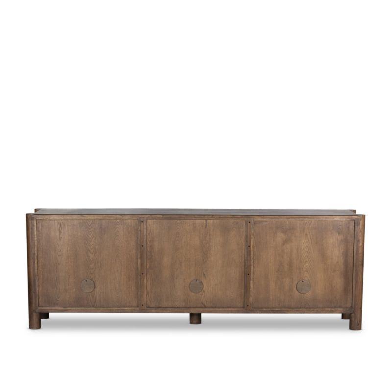 Ezri 98" Brown Carved Oak Wood Storage Media Console - image 7 of 10