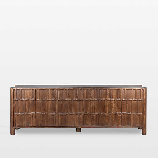 Ezri 98" Brown Carved Oak Wood Media Console