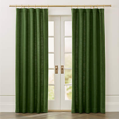 Ezria Green Linen Curtain Panel Crate, Crate And Barrel Canada Shower Curtains