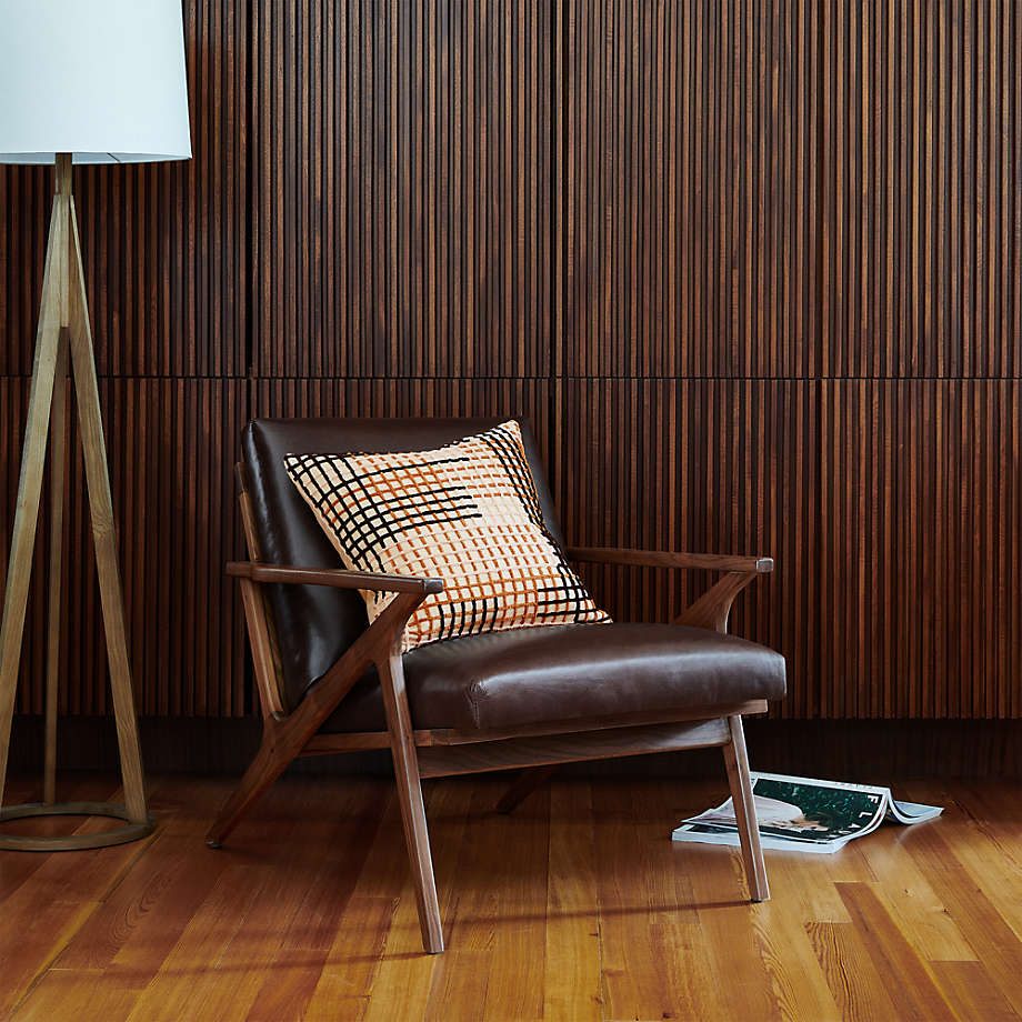 Cavett leather best sale wood frame chair