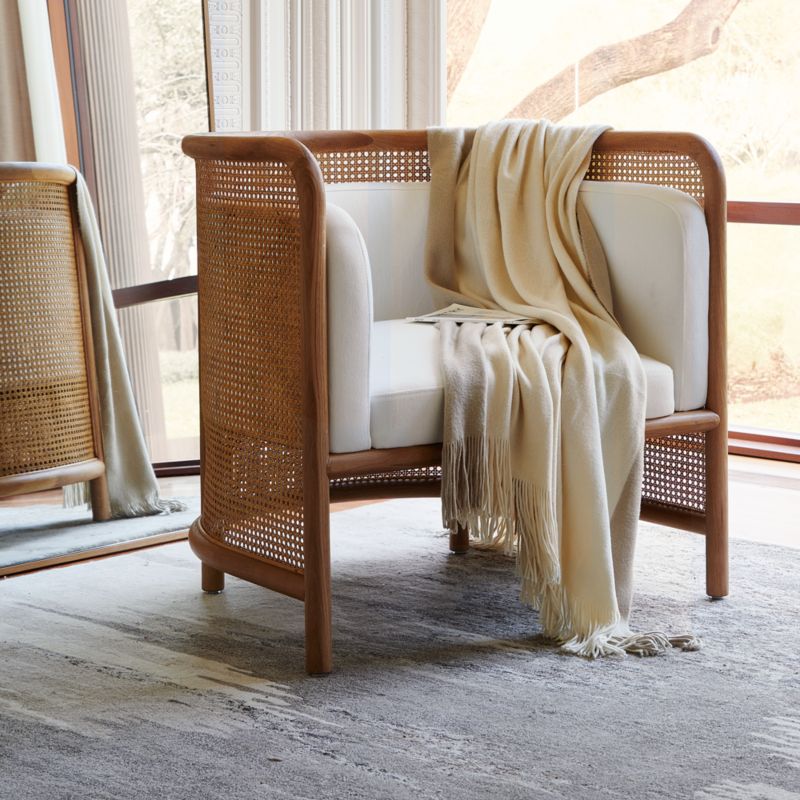 Fields Cane Back White Accent Chair, Set of 2