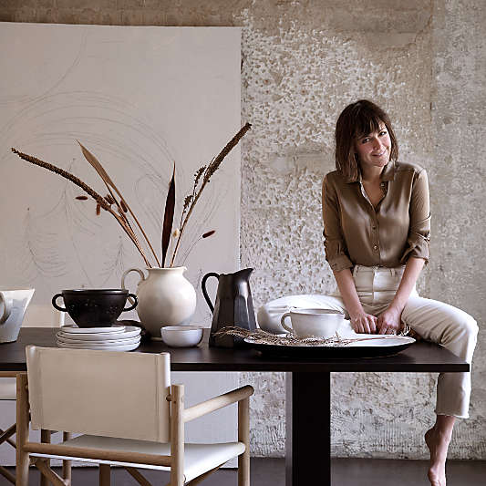 Van Charcoal Brown Wood Dining Table by Leanne Ford