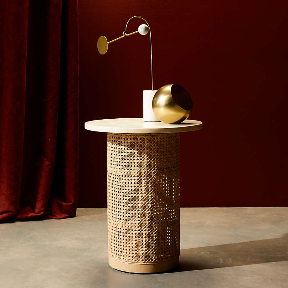 Vernet travertine cane end table deals