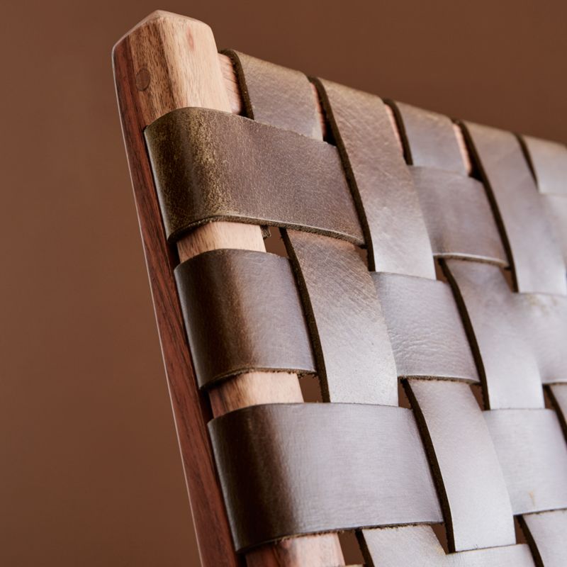 Taj Brown Woven Leather Dining Chair