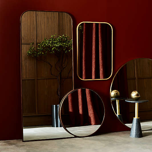 Edge Walnut Arch Rectangle Floor Mirror 32"x76"