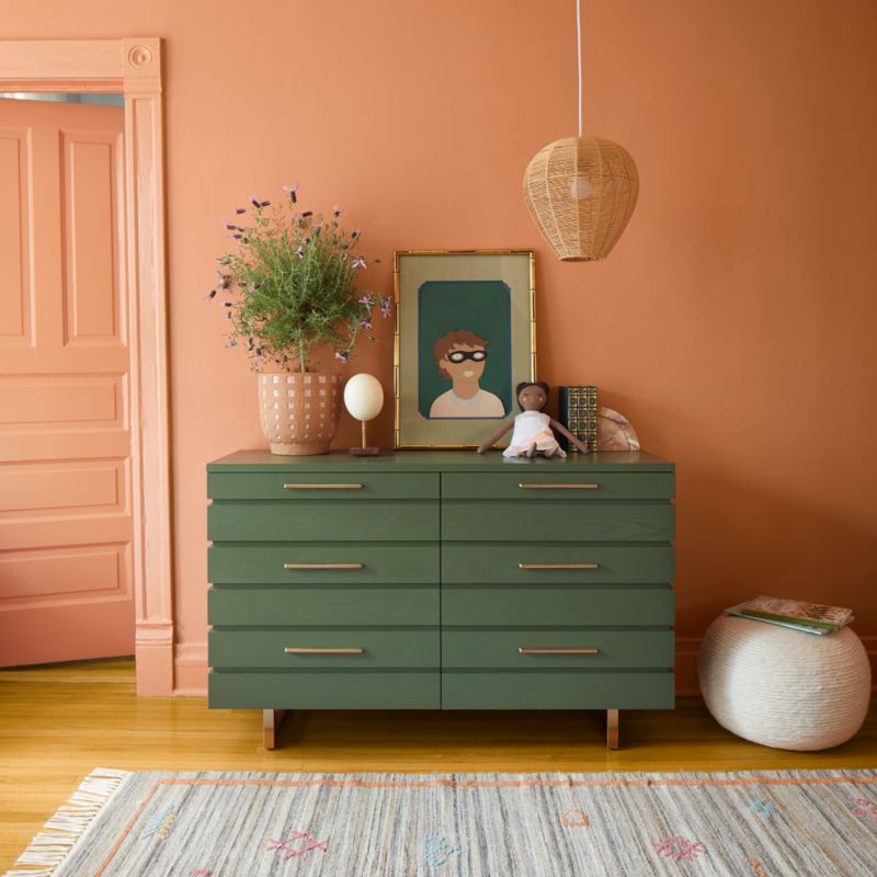 Jewel Dark Green Wood Wide 6-Drawer Kids Dresser - image 4 of 13