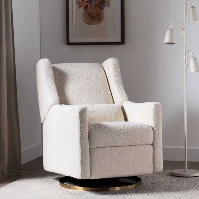 Play Babyletto Kiwi Ivory Boucle Nursery Power Glider Recliner Chair with Gold Base - video 1 of 1