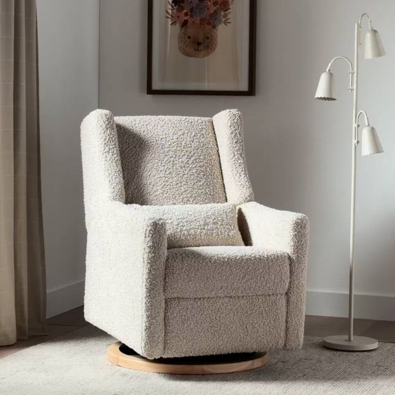 Play Babyletto Kiwi Almond Teddy Loop Nursery Power Glider Recliner Chair with Light Wood Base - video 1 of 1