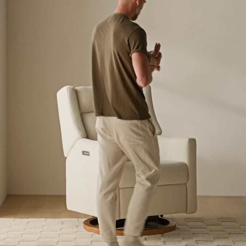 Play Babyletto Kiwi Pro Oyster Cream Swivel Glider Power Recliner Nursery Chair - video 1 of 1