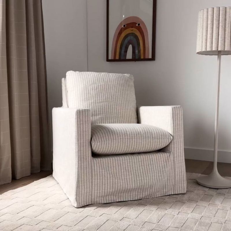 Play Ever Slipcovered Striped Nursery Glider Chair by Leanne Ford - video 1 of 2