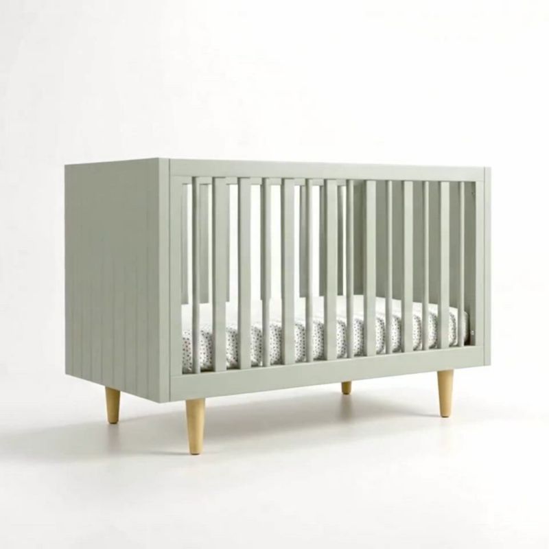 Play Finn Sage Green Wood Convertible Baby Crib with Toddler Bed Rail - video 1 of 1