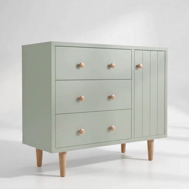 Play Finn 44" Narrow Sage Green Wood 3-Drawer Kids Dresser with Door - video 1 of 1