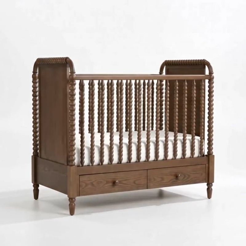 Play Jenny Lind Heirloom Deep Brown Wood Convertible Storage Baby Crib with Toddler Bed Rail - video 1 of 1