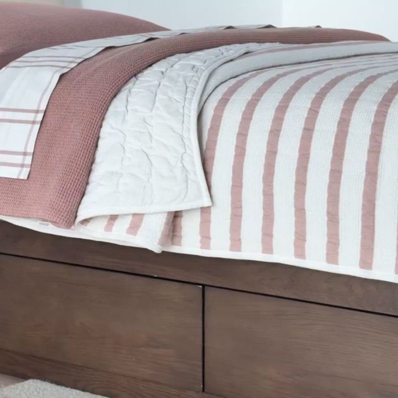 Play Emma Cream Upholstered Kids Full Headboard with Deep Brown Wood Storage Base - video 1 of 1