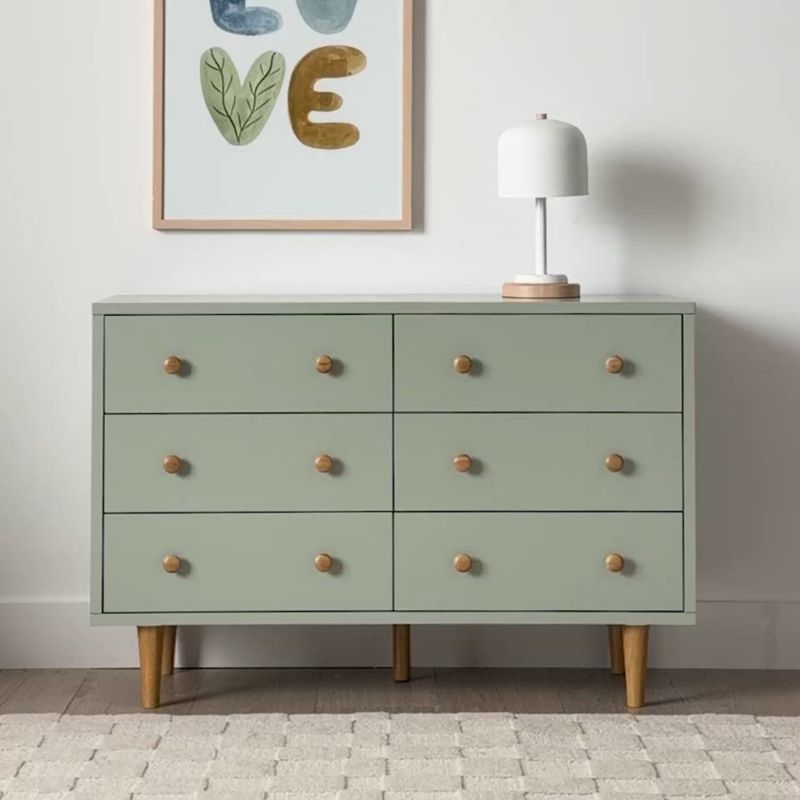 Play Finn 51" Sage Green Wood Wide 6-Drawer Kids Dresser - video 1 of 1