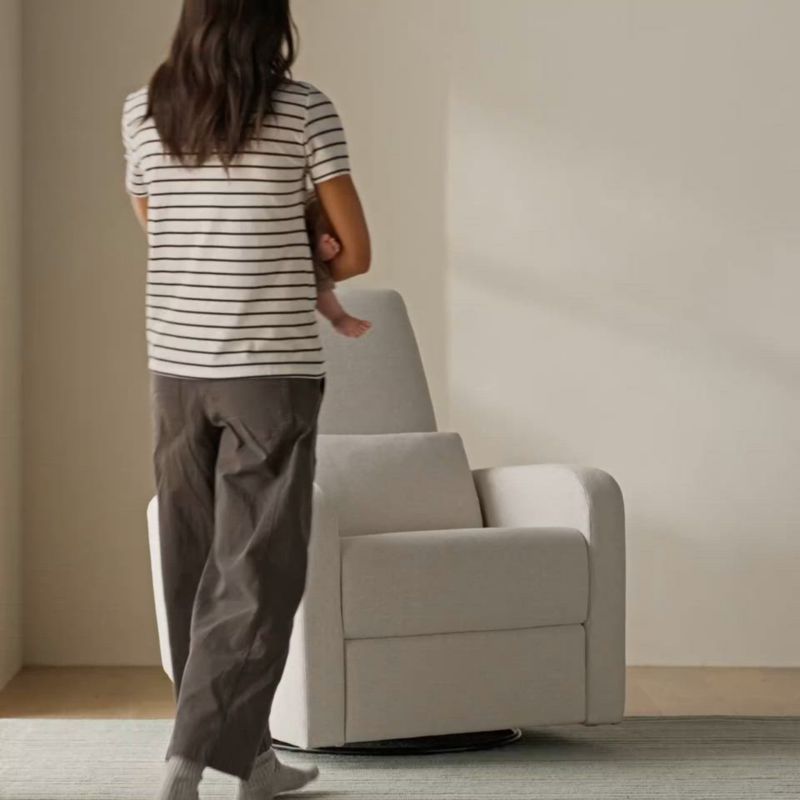 Play Kinney Oat Tan Swivel Glider Power Recliner Nursery Chair - video 1 of 1