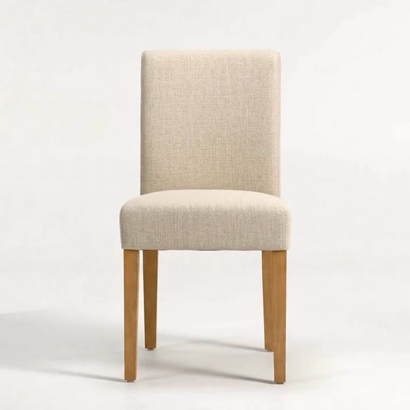 Play Lowe Ivory Upholstered Dining Chair with Natural Wood Legs - video 1 of 2