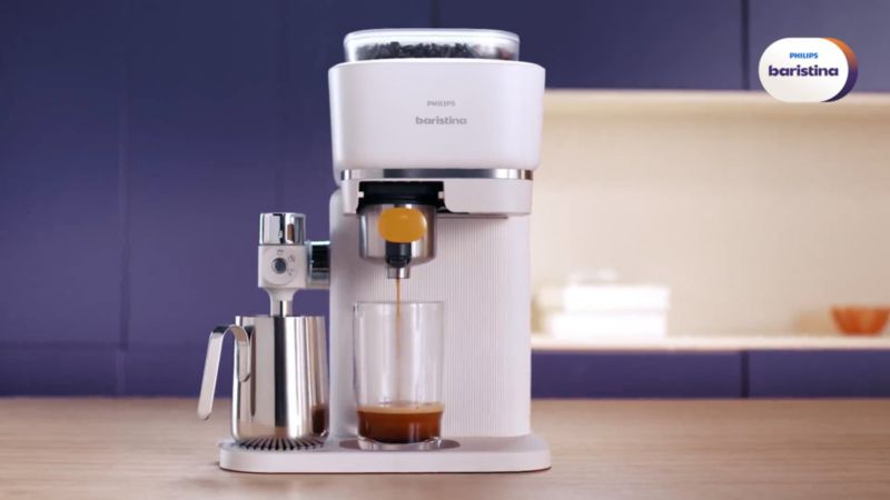Play Philips Baristina Latte Espresso Machine with Milk Frother in White - video 1 of 1