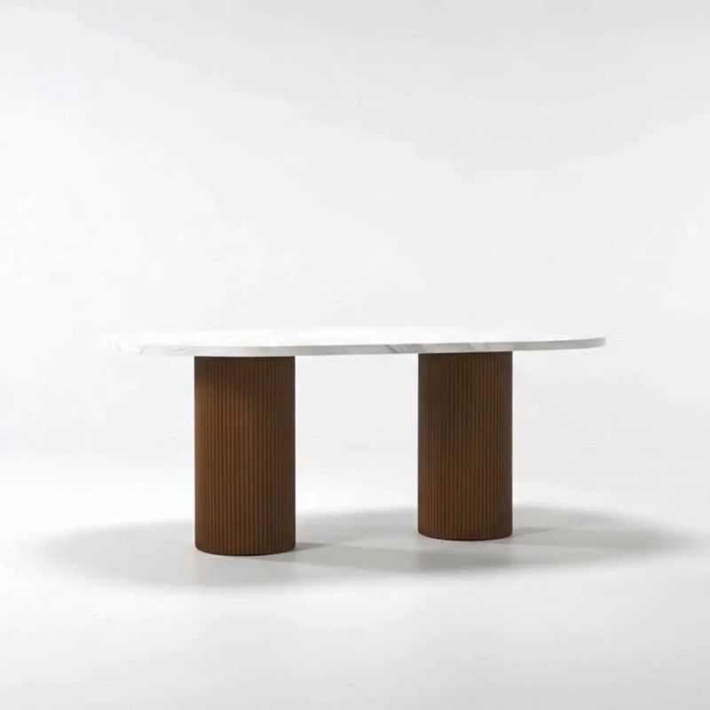 Play Portico 76" Marble and Warm Brown Oak Oval Dining Table - video 2 of 2
