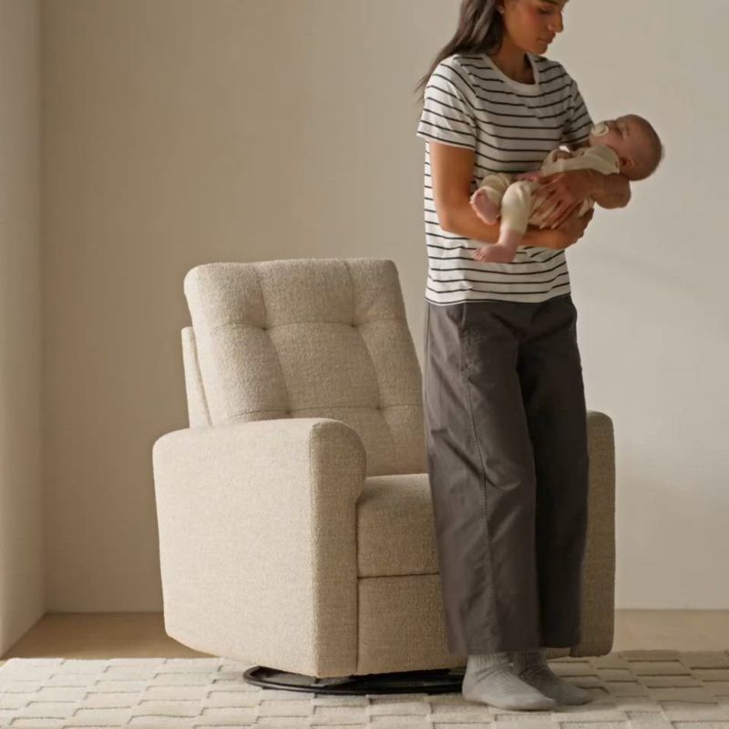 Play Rory Oatmeal Swivel Glider Power Recliner Nursery Chair - video 1 of 1