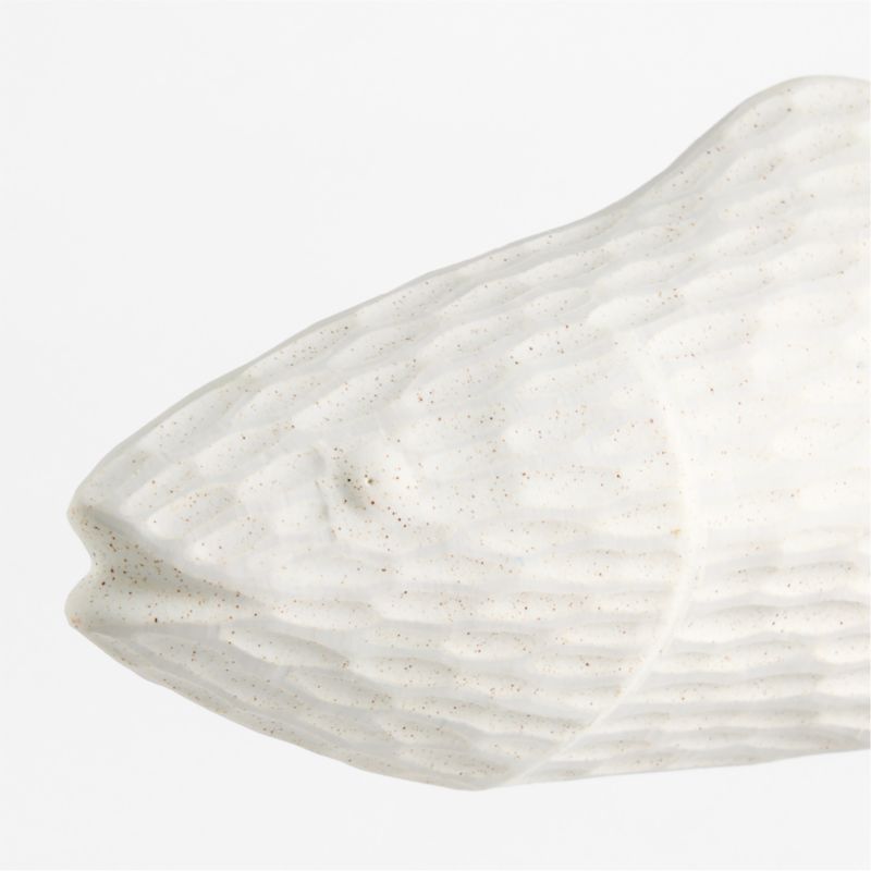 Textured White Ceramic Decorative Fish on a Stand Sculpture - image 1 of 3
