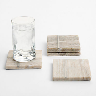 View Tuscan Kitchen Marble "F" Monogram Coasters, Set of 4 details